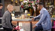 Nate (Sean Dominic) gives Devon (Bryton James) an update on The Young and the Restless | Image: JP